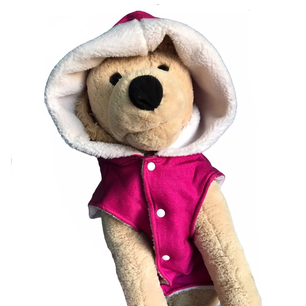 NEW Dog Coat w Hood Pink Metallic Sherpa Fleece M/L NWT